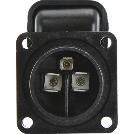 Close-up of the Sparex Auxiliary Equipment Power Cable 5M featuring a black, three-pin female panel socket connector with four mounting holes visible on the corners, perfectly suited for a 6mm cable.