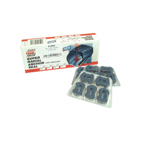 Box labeled "Tyre Repair Plugs ATV (40 pcs.)" with several individually packaged plugs displayed in front, perfect for your ATV maintenance. Consider Sparex Tyre Repair Plugs (Part No. S.51996) for a comprehensive repair kit.