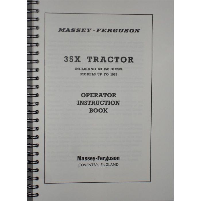 Massey Ferguson - 35X Operators Manual - 819146M4 - Farming Parts