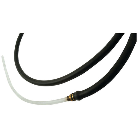 A black Knapsack Dip Tube with Hose (Sparex Part No. S.52428) featuring a curved tip, a translucent end connector, and perfect compatibility with Sparex components.