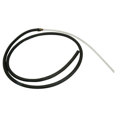 A Sparex Knapsack Dip Tube with Hose (Part No. S.52428) features a coiled black rubber hose and a white plastic nozzle, ensuring compatibility as a Sparex KNAPSACK-DIP TUBE.