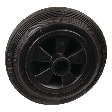 A round black rubber Sparex Replacement Wheel (Part No. S.52583) featuring a textured edge and a central hollow hub, Wheel Ø 160mm and a capacity of 150kgs, viewed from the side.