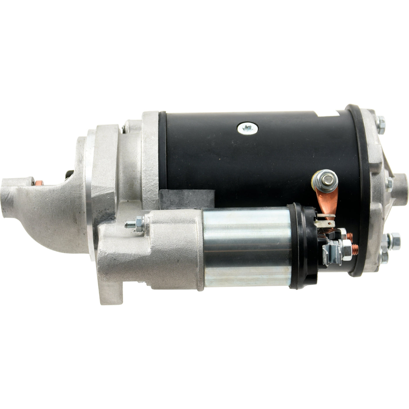 The Sparex Starter Motor - 12V, 2.7Kw (Sparex Part No. S.52625), featuring a metal casing and electrical connections, is showcased against a white background.