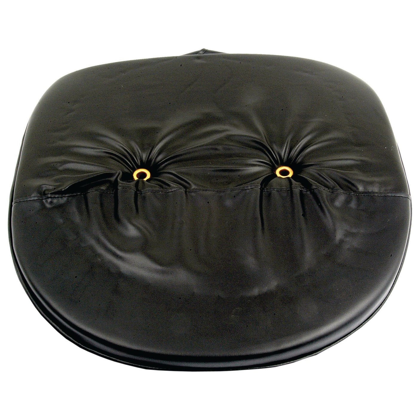 A black "Seat Cushion - Black - S.52666" by Sparex, featuring a slightly wrinkled surface that evokes the look of vintage seat pans, is shown on a white background.