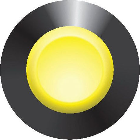 A yellow, circular Backside Stabiliser Switch (Sparex Part No.S.52815) with a glossy finish, set against a dark gray background, equipped with a 12V Push Push mechanism by Sparex.