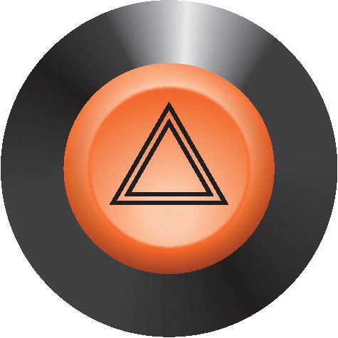 The Hazard Light Switch by Sparex (Part No. S.52827) features an orange button with a black triangle icon in the center, set against a larger black circular background, reminiscent of a hazard switch.