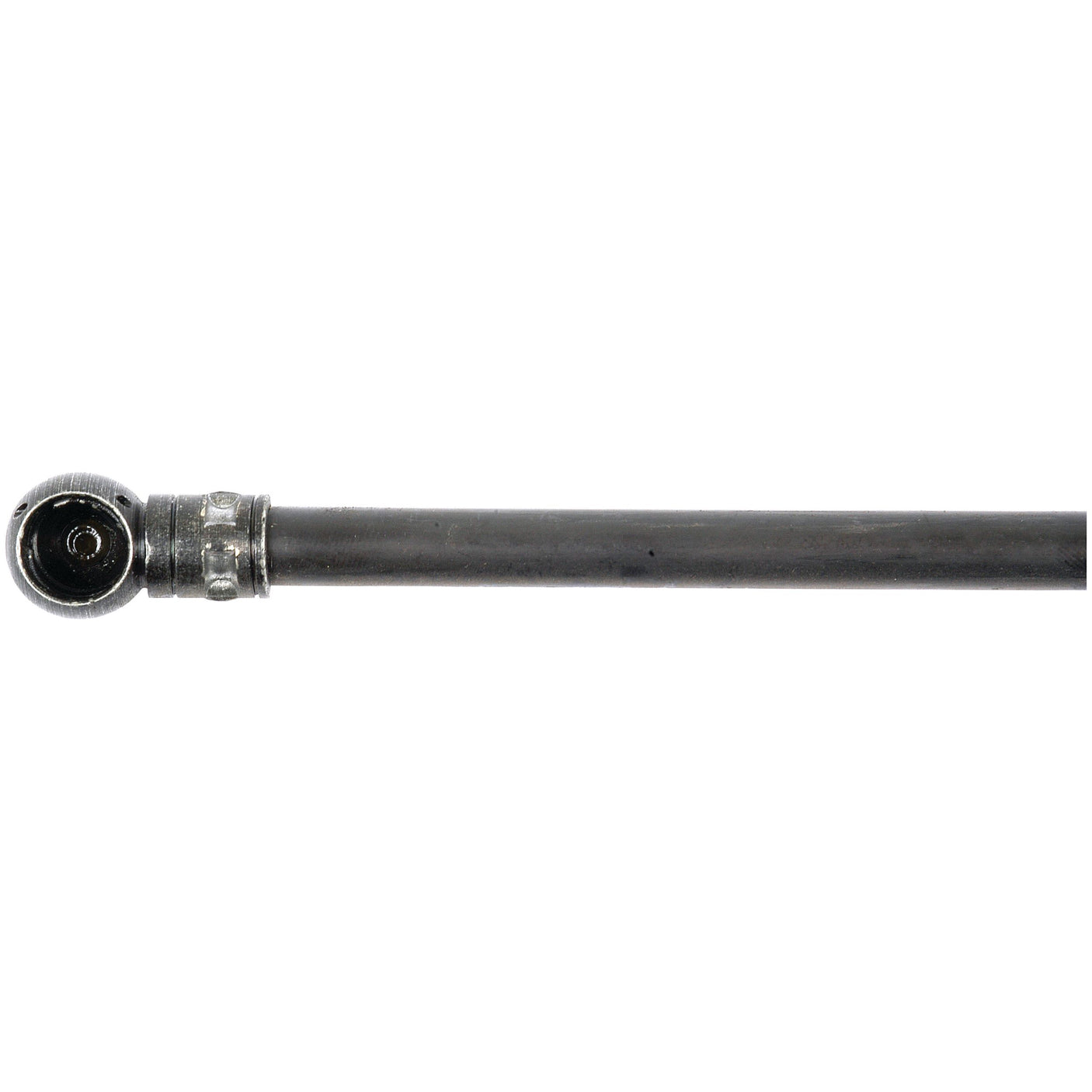 Close-up of the Sparex Gas Strut (S.52876) with a total length of 585mm, featuring a threaded fitting on one end and an open end on the other, designed to withstand high pressure.