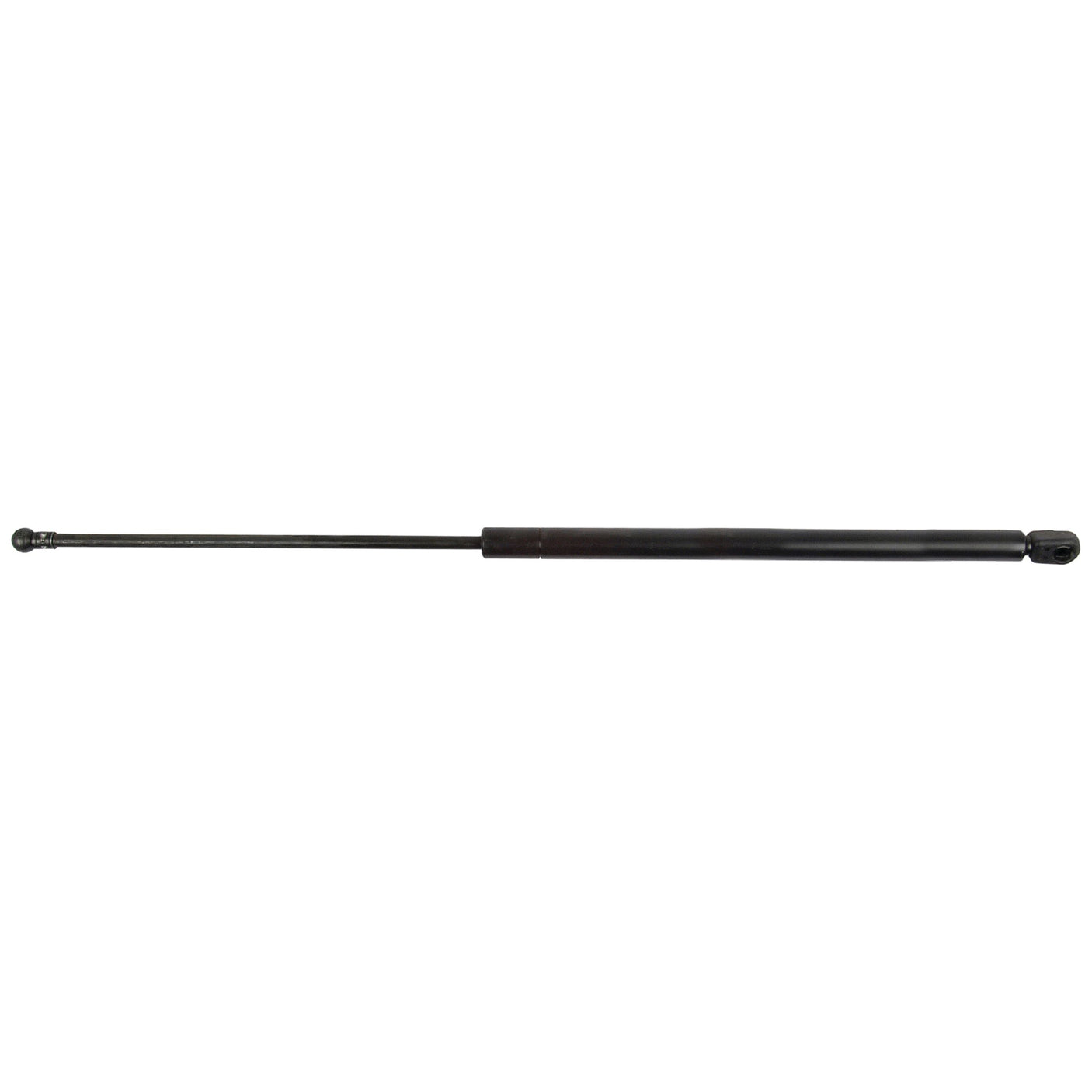 The Sparex Gas Strut - S.52880, featuring a cylindrical black body with an extended rod and a ball socket for easy attachment, provides controlled force and is suitable for applications in automotive or furniture. It has a total length of 585mm.