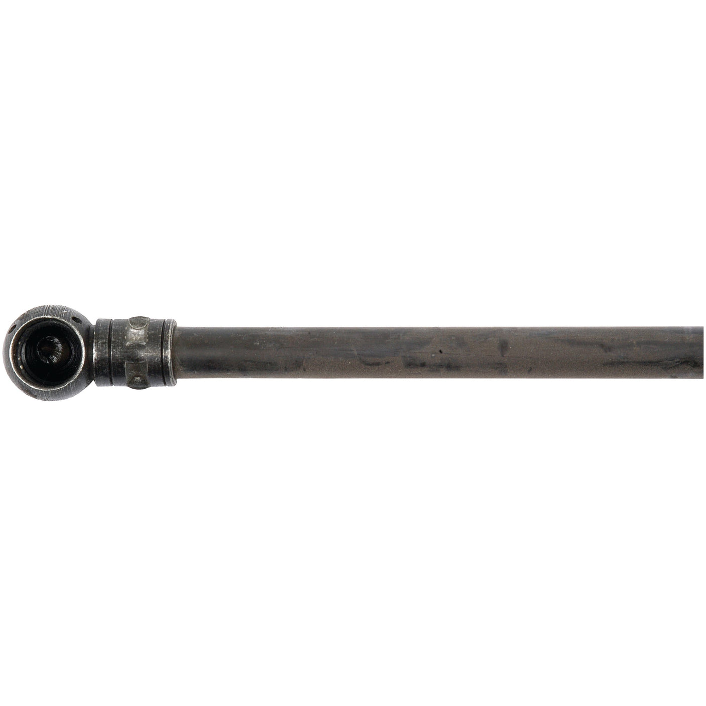 Photograph of a vintage rifle barrel, showcasing the muzzle and front sight. The metal looks weathered and aged, displaying noticeable signs of wear, reminiscent of an old Gas Strut (Total length: 585mm - S.52880) by Sparex found on a forgotten farm tool.