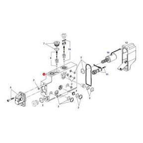 Exploded view diagram of a mechanical assembly featuring various numbered components, including screws, plates, and a housing. Designed for enhanced clarity and compatibility with Fendt models such as the Fendt Vario S4 and Fendt Vario SCR. Product Name: Fendt - Directional Valve - G737960020033 - G737960020034 by AGCO.