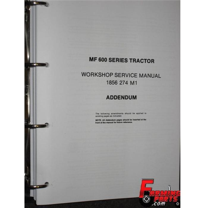 Massey Ferguson - 600 Series Workshop Manual - 1856274M2 - Farming Parts