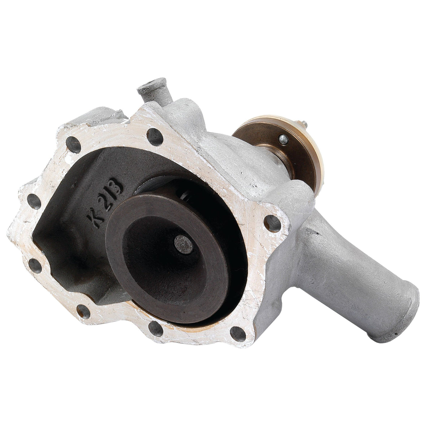 A metal automotive part with a cylindrical shape and a bolted flange, often found in systems like the Water Pump Assembly from Sparex (Part No. S.53174).