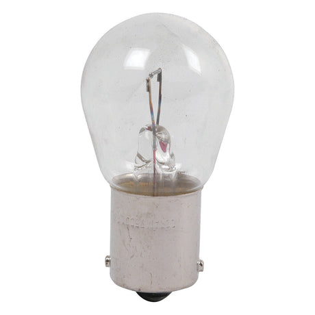 A clear incandescent light bulb with a metal base, showing an internal filament, similar in design to the Sparex Light Bulb (Halogen) P21W, 12V, 21W, BA15s (Box 1 pc.) | Sparex Part No. S.53248.