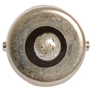 Close-up of a circular metal component that resembles the structure of a Sparex Light Bulb (Halogen) R5W, 12V, 5W, BA15s (Box 1 pc.) | Sparex Part No.S.53253, featuring a central black ring and a small, round protrusion in the middle.