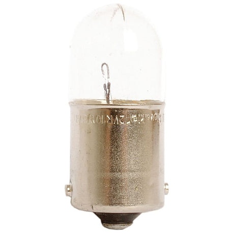 The Sparex Halogen Light Bulb R10W is a 12V, 10W cylindrical bulb with a metallic BA15s base and a clear glass top that reveals the filament inside, resembling an older style miniature light.