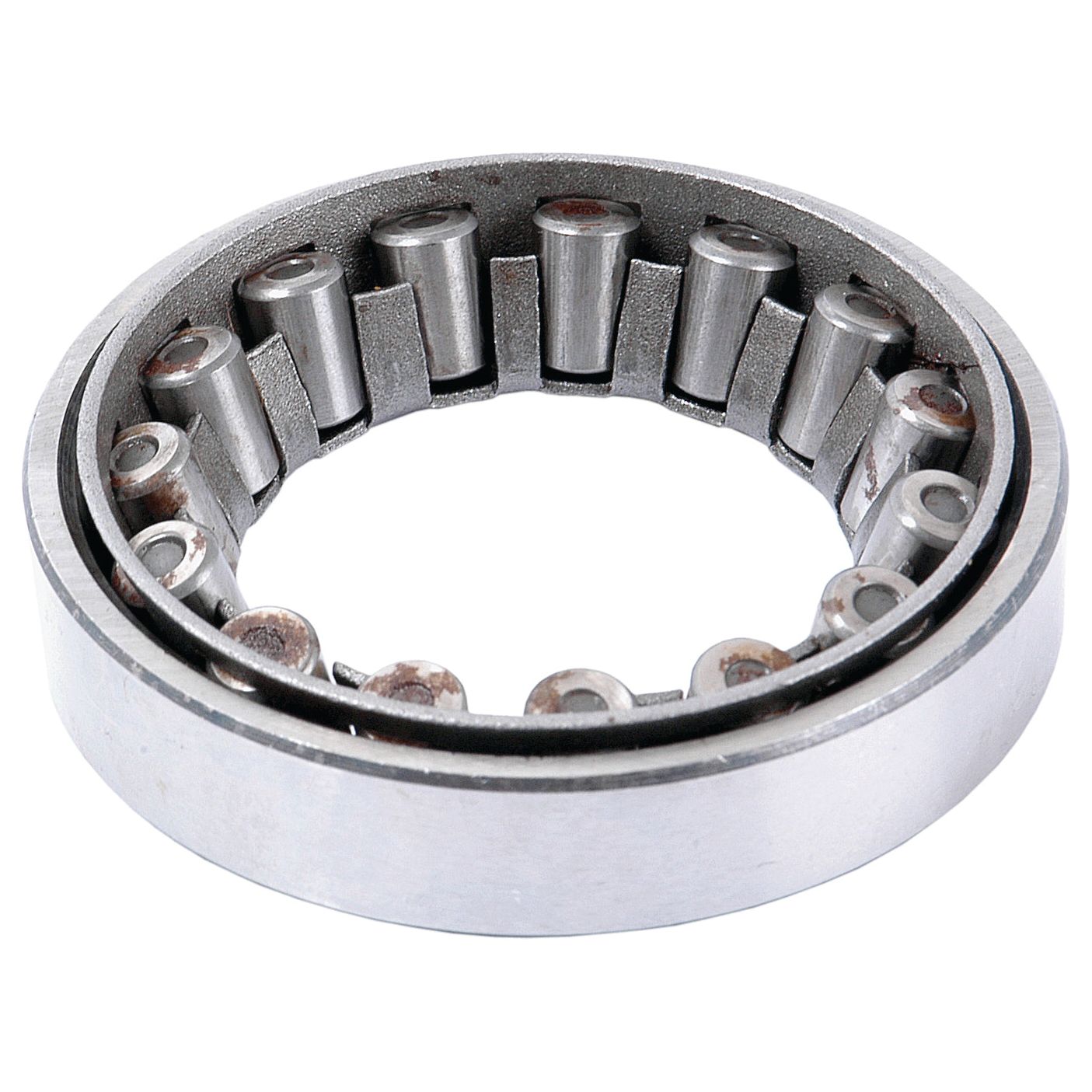 A Sparex bearing (Sparex Part No. S.53406) for a Fiat 415 features a cylindrical roller design with inner and outer rings and visible rollers. Some rust is present on the inner ring, typically found in steering shaft assemblies.