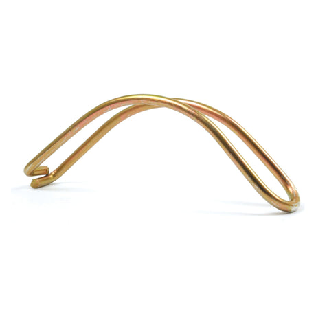 The Levelling Box Handle Retaining Clip (Sparex Part No. S.536) by Sparex, a gold-tone bent metal rod resembling a retaining clip, is placed against a white background.