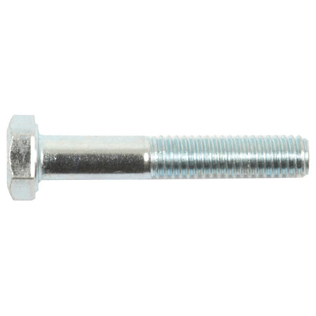 A metallic hex bolt with threading on the lower half and a hexagonal head, shown against a white background, this Sparex Metric Bolt M6x35mm adheres to DIN 931 standards and is zinc plated for additional corrosion resistance; it is listed under Sparex Part No. S.53705.