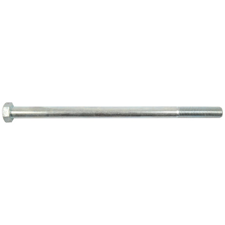 The Sparex Metric Bolt M16x280mm (DIN 931) | Part No. S.53731 is a long, zinc-plated, silver metallic hex bolt with threading on one end and a hexagonal head at the other end.