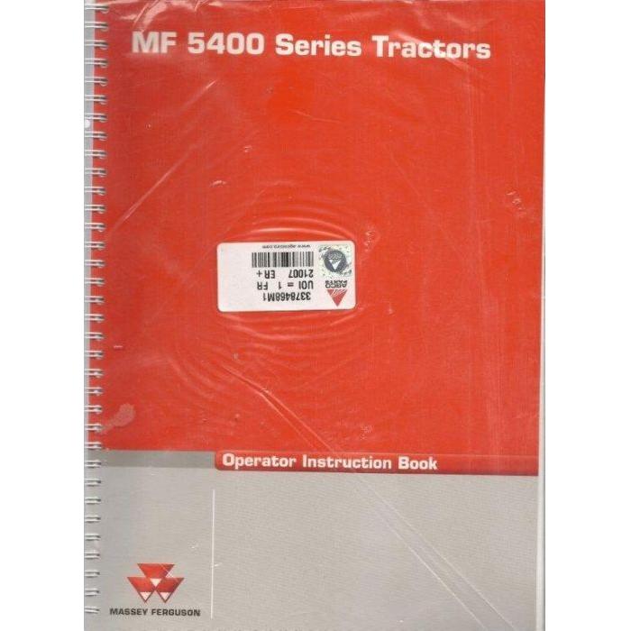 Cover page of the Massey Ferguson - 5400 Series Operators Manual - 3378468M2, produced by AGCO, with a red upper half and grey lower half.