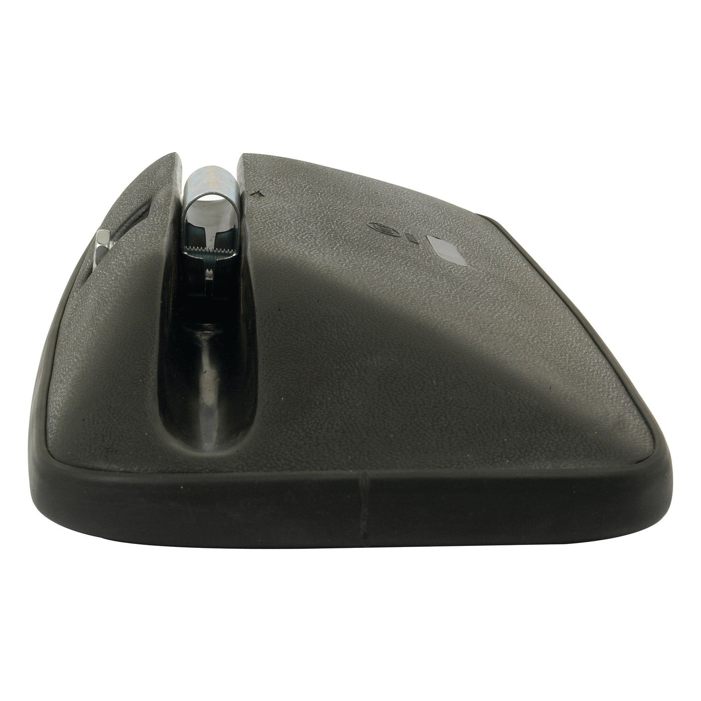 Front view of a black ergonomic vertical computer mouse with a scroll wheel and two side buttons, reminiscent of the precise design you'd find in the Mirror Head - Rectangular, Convex, 357 x 177mm, RH & LH - S.54181 by Sparex.