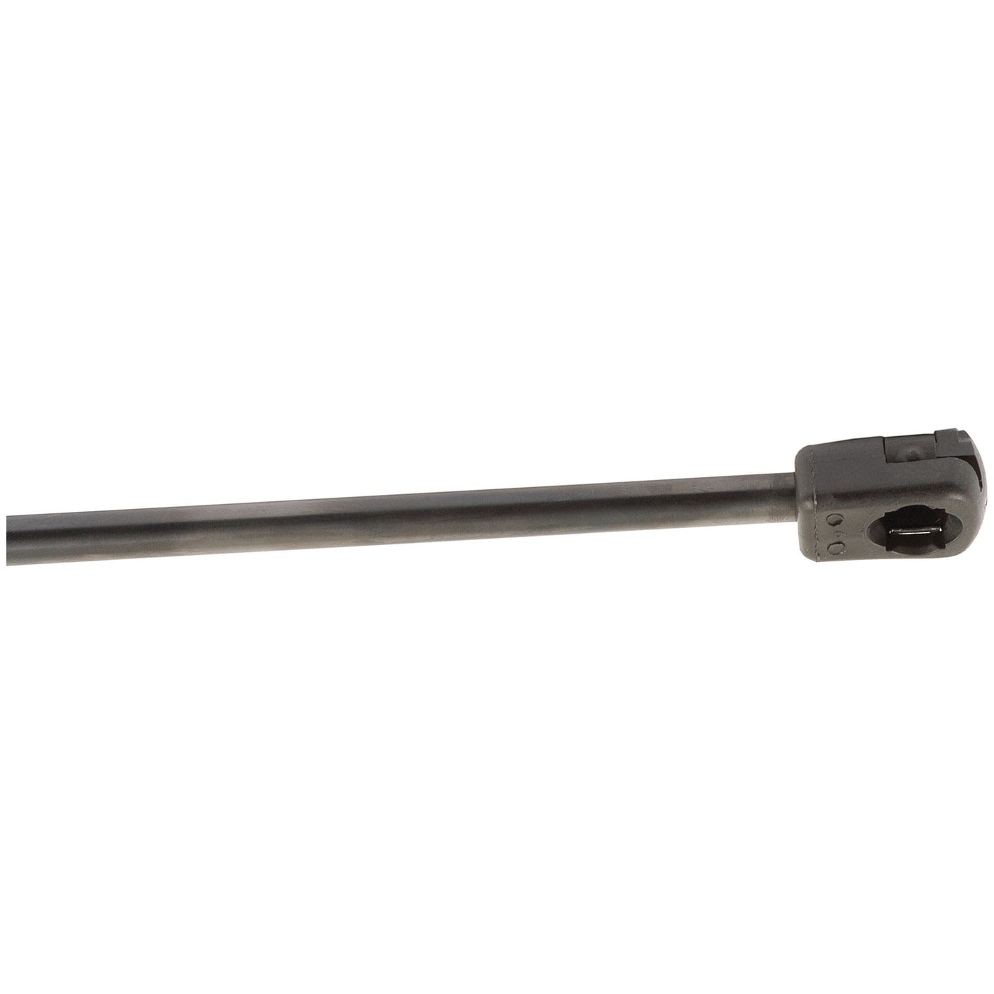 The Sparex Gas Strut, model number S.54514, is a long, thin black rod measuring 370mm in total length with a rectangular attachment at one end featuring a hole and a small latch, specifically designed for high-pressure applications.