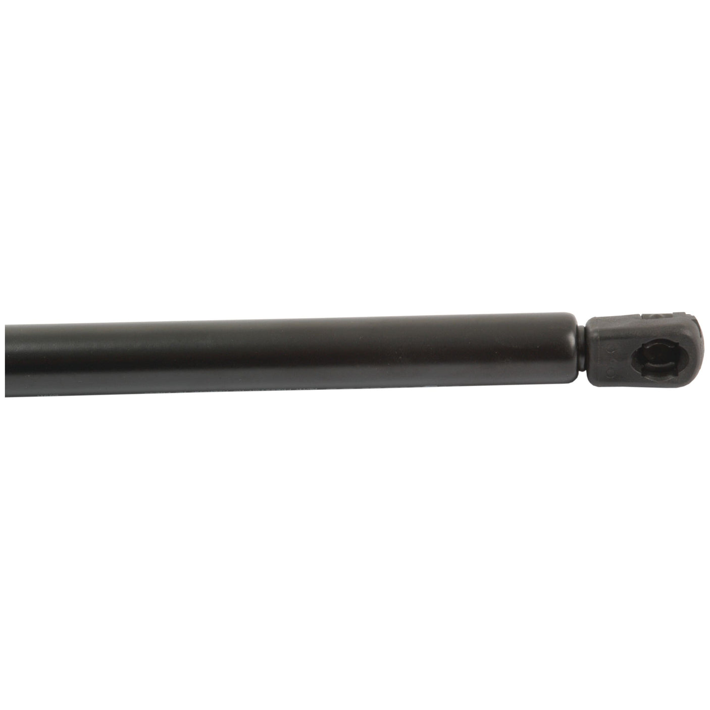 A black metal rod featuring a Sparex Gas Strut, total length of 410mm, with a connector at one end - S.54515.