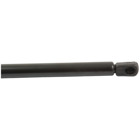 A black metal rod featuring a Sparex Gas Strut, total length of 410mm, with a connector at one end - S.54515.