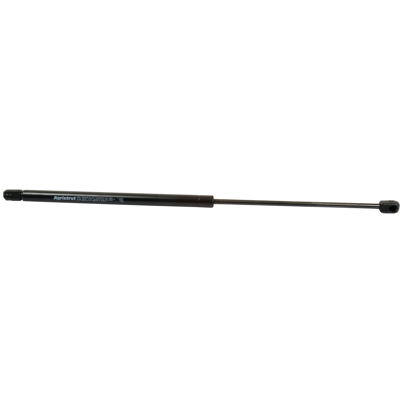 The Gas Strut from Sparex (S.54518) is black and features a compressed air cylinder along with an extended rod that has a 240mm ram stroke, offering a total length of 565mm.