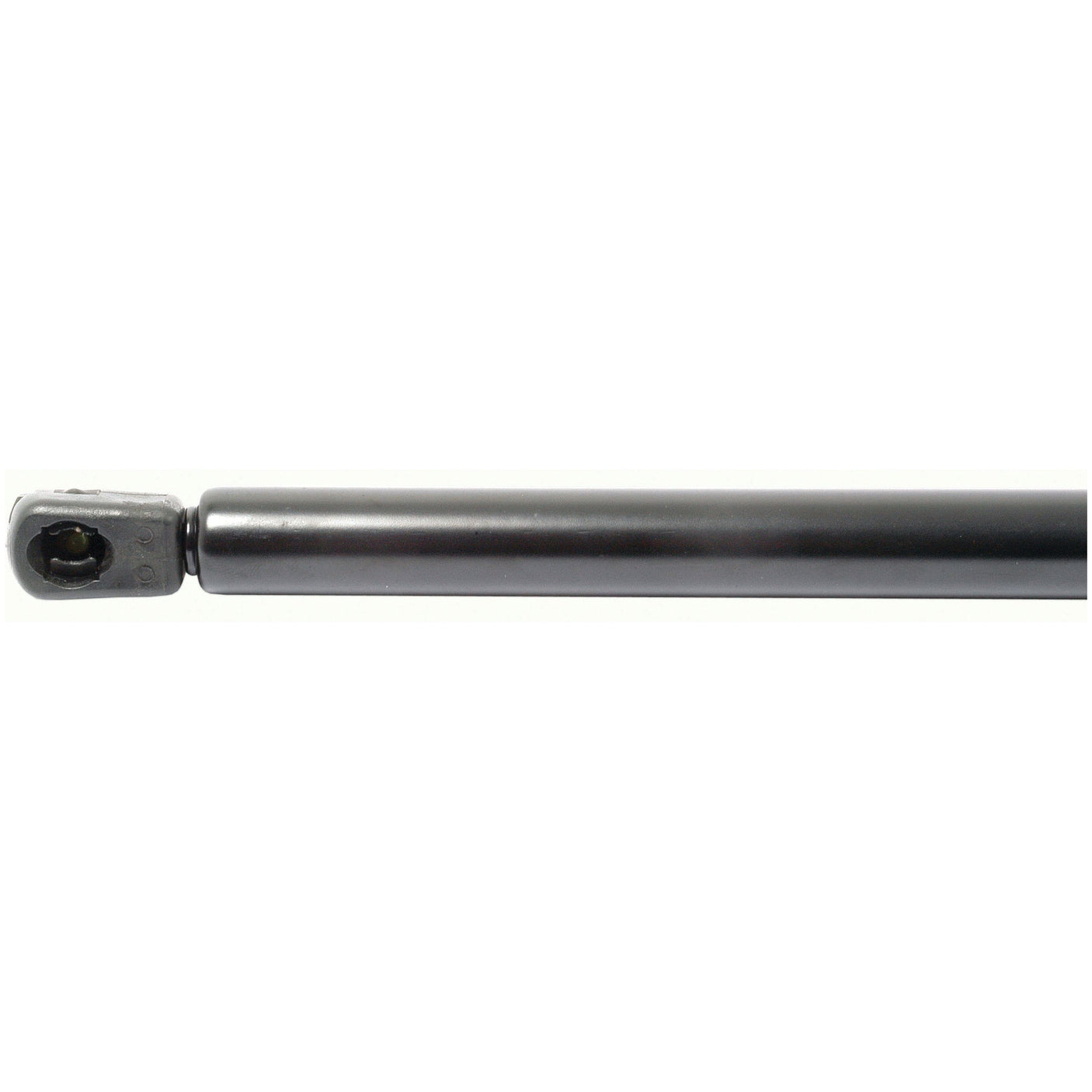 A black metal Gas Strut with a cylindrical body and a rectangular attachment point at one end, designed to handle Pressure 150N, measuring a total length of 585mm - S.54523 from Sparex.