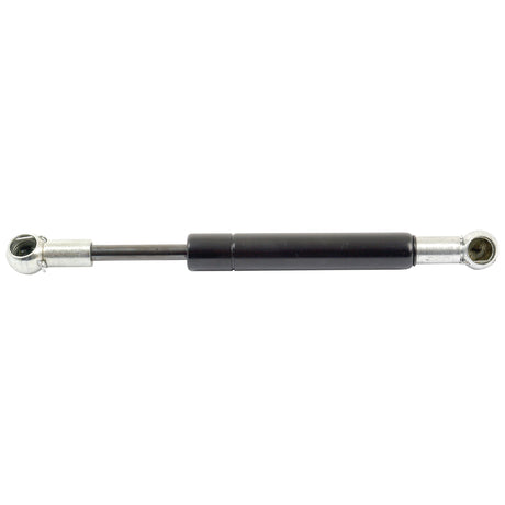 Image of the Sparex Gas Strut S.54527, a 215mm black hydraulic strut with metal ends, featuring a substantial ram stroke for providing support and counterbalancing forces in various mechanical applications.