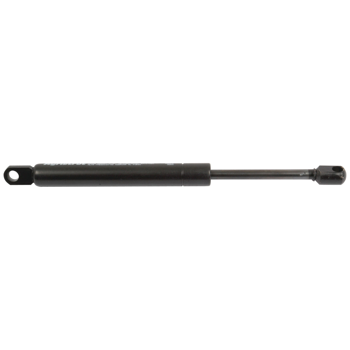 The Gas Strut (Product Code: S.54531) by Sparex is a black shock absorber featuring an eyelet end mount, an extended rod, and a precise ram stroke, with a total length of 250mm.