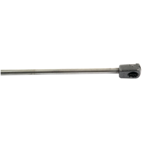 A long metal rod with a rectangular attachment on one end, featuring a blackened area on the attachment, resembles components found in the Sparex Gas Strut, Total Length: 490mm - S.54535.