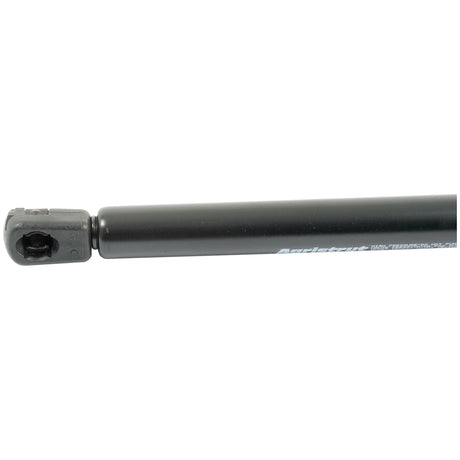 Close-up view of the Sparex Gas Strut (S.54535), featuring a black body with white text and a metal mounting end. The assembly includes a ball socket for secure attachment, and it measures 490mm in total length.