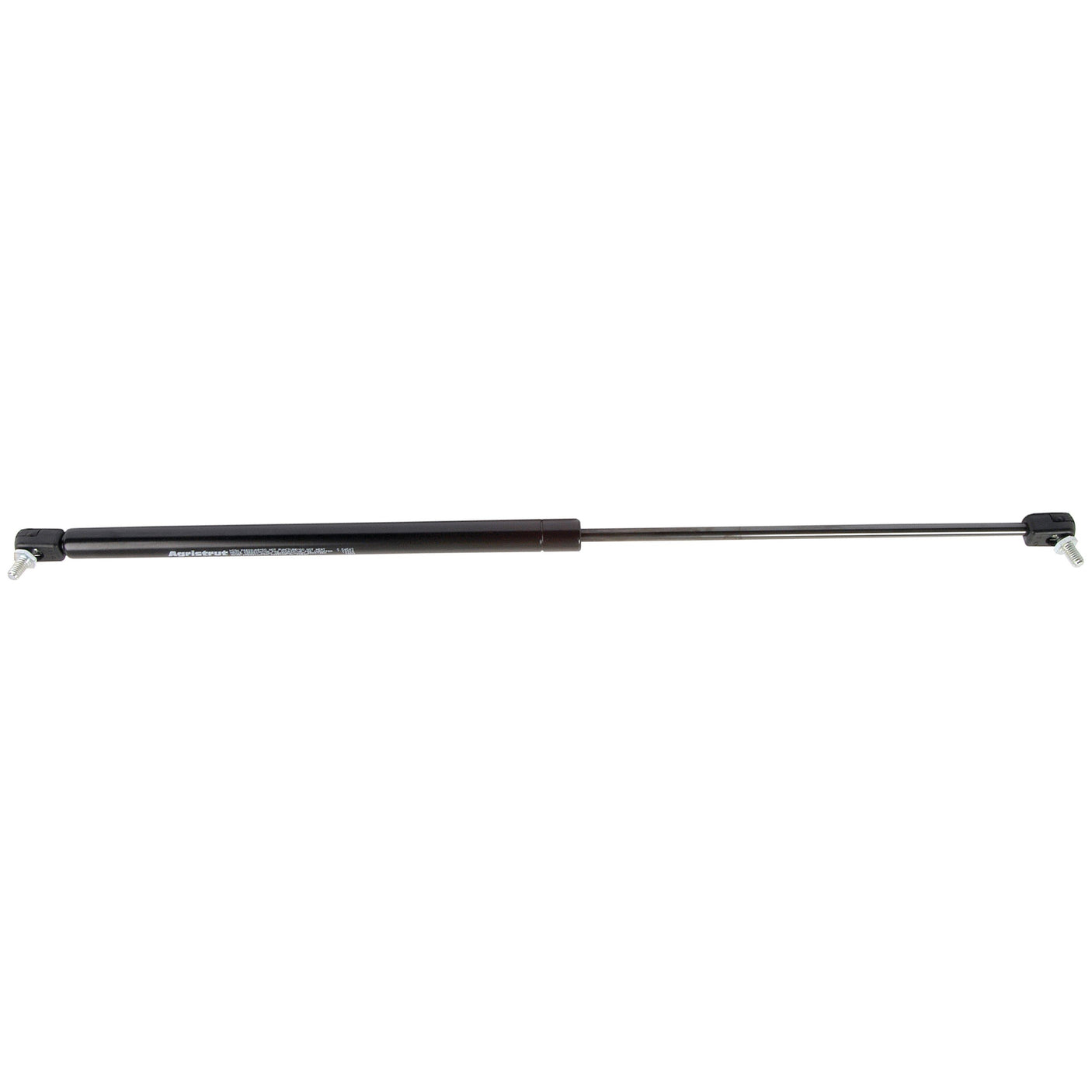 The Sparex Gas Strut, with a total length of 587mm (S.54543), features a black cylindrical body, a silver extendable rod, and includes mounting brackets at both ends along with reliable end fittings.