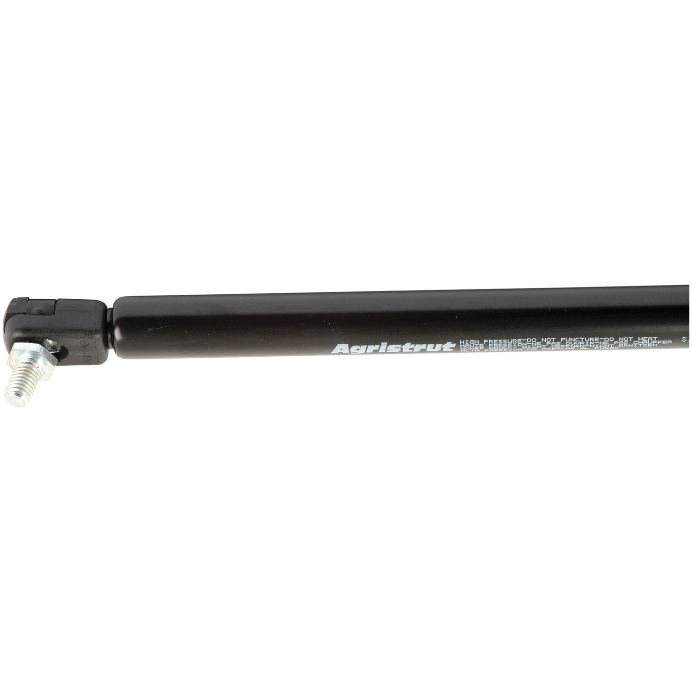 A black Sparex Gas Strut (S.54543) with a total length of 587mm, featuring a ball socket end, threaded end fittings, and high-pressure capacity.