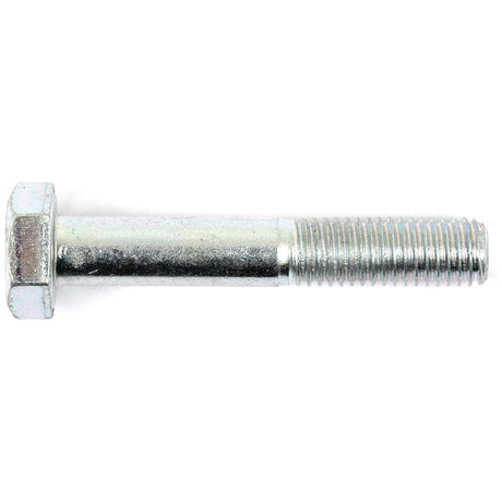 A Sparex Metric Bolt M10x60mm (DIN 931) with threading on one end and a hexagonal head on the other lies horizontally against a white background. This bolt, bearing Sparex Part No.S.54737, is zinc-plated to ensure enhanced durability.