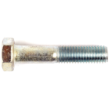 A close-up of a Sparex Metric Bolt M12x60mm (Part No. S.54744), featuring threads on one end and a hexagonal head on the other, zinc-plated and compliant with DIN 931 standards, against a white background.