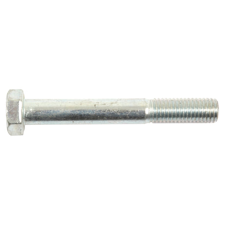 A metallic hex bolt with a threaded end, the Metric Bolt M12x90mm (DIN 931) by Sparex, is zinc plated for extra durability and is shown against a plain white background.