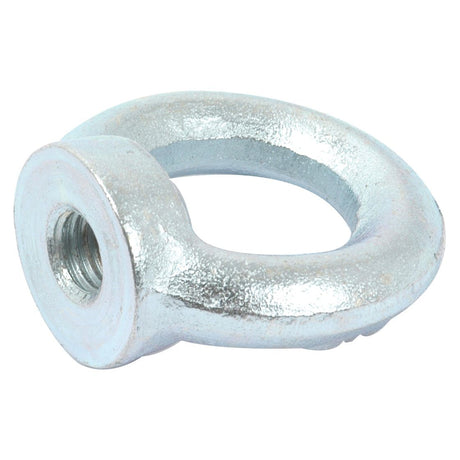 The Sparex Metric Eye Nut, M10xØ25mm (DIN 582) Metric Coarse, also known by Part No. S.54778, is made of silver metal featuring a circular loop and a threaded hole at the base, with zinc plating for enhanced durability.
