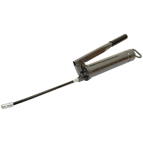 The Sparex Grease Gun - Samoa type (Standard Duty), model S.54965, comes with both flexible and rigid tubes, and includes a high pressure flexible extension and a 4 jaw coupler attachment.