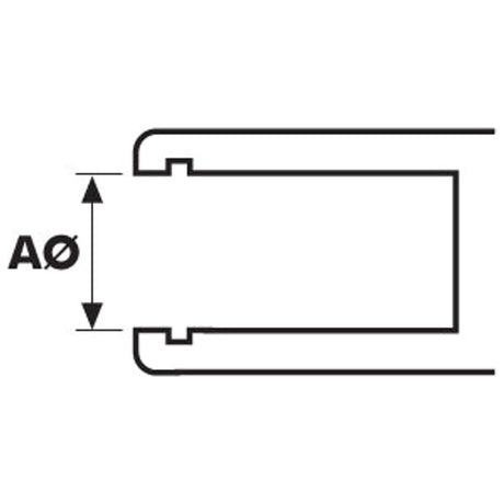 Technical drawing showing the cross-sectional view of a cylindrical object with an outer dimension labeled as AØ, showcasing a Sparex Internal Circlip, 56mm (DIN | Standard No. DIN 472) | Sparex Part No.S.55110.