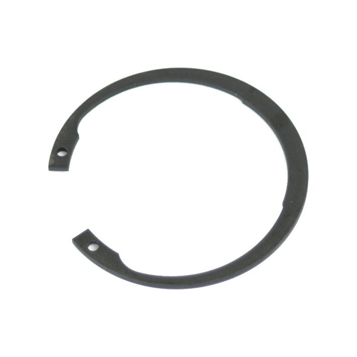 A close-up image of the Sparex Internal Circlip (Part No. S.55112), a 62mm black, circular snap ring featuring two small holes near each end of its open section and compliant with DIN 472 standards.