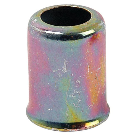 Metallic, cylindrical Sparex Ferrule 14.5 x 9.3mm DN06 - S.55163 with a rainbow-like sheen on the surface; it has a hollow center, reminiscent of traditional ferrules.