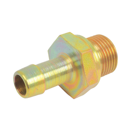 A Sparex Hose Connector - External Thread 3/8'' (S.55180) with a hexagonal base, designed for an 8mm hose and featuring a threaded 3/8'' BSP end.