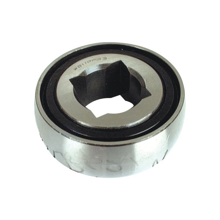 A metallic round component with a central square hole, resembling the Sparex Disc Harrow Bearing (PDNF245/10) - S.55218, used in machinery or tools.