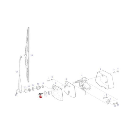 A detailed exploded diagram of a vehicle's side mirror assembly, showing individual components numbered and labeled, including the AGCO Fendt Oval Head Screw (ACW1325570) for secure attachment.