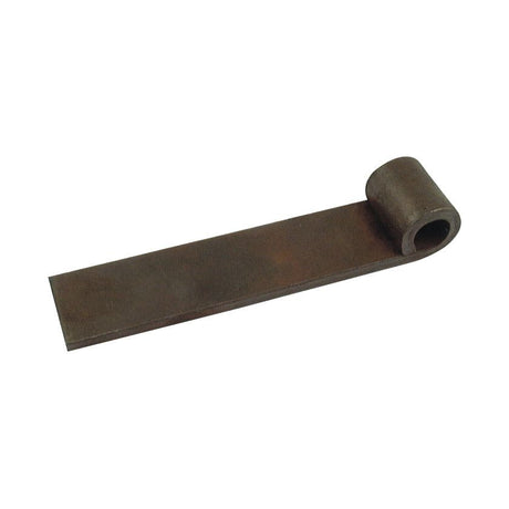 The Hinge - Female from Sparex, with a 13mm pin diameter (S.55378), is a metal flat spring that features one end curled into a loop, making it ideal for industrial or mechanical applications, especially when used in combination with a steel pin.