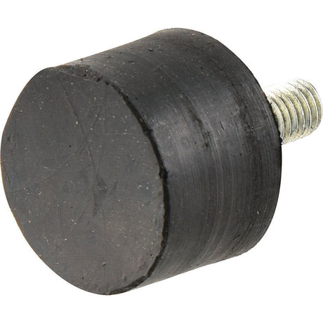 Cylindrical black anti-vibration mount, Ø30mm, with a threaded metal screw protruding from one end, featuring a metric thread size, ideal for mounting or cushioning applications. Product Name: Anti Vibration Mount - Bolt to Foot - S.55468 by Sparex.