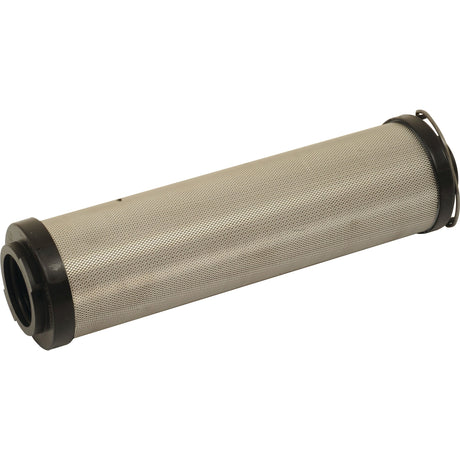 The Sparex Hydraulic Filter - Element - HF28948 (Sparex Part No. S.55716) is a cylindrical metal mesh filter with black plastic end caps, commonly utilized in various filtration systems, including those found in JCB equipment.